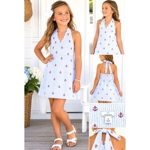 NEW! CPC Classic Prep Childrenswear Seersucker Halter Katie Dress Anchors SZ 8